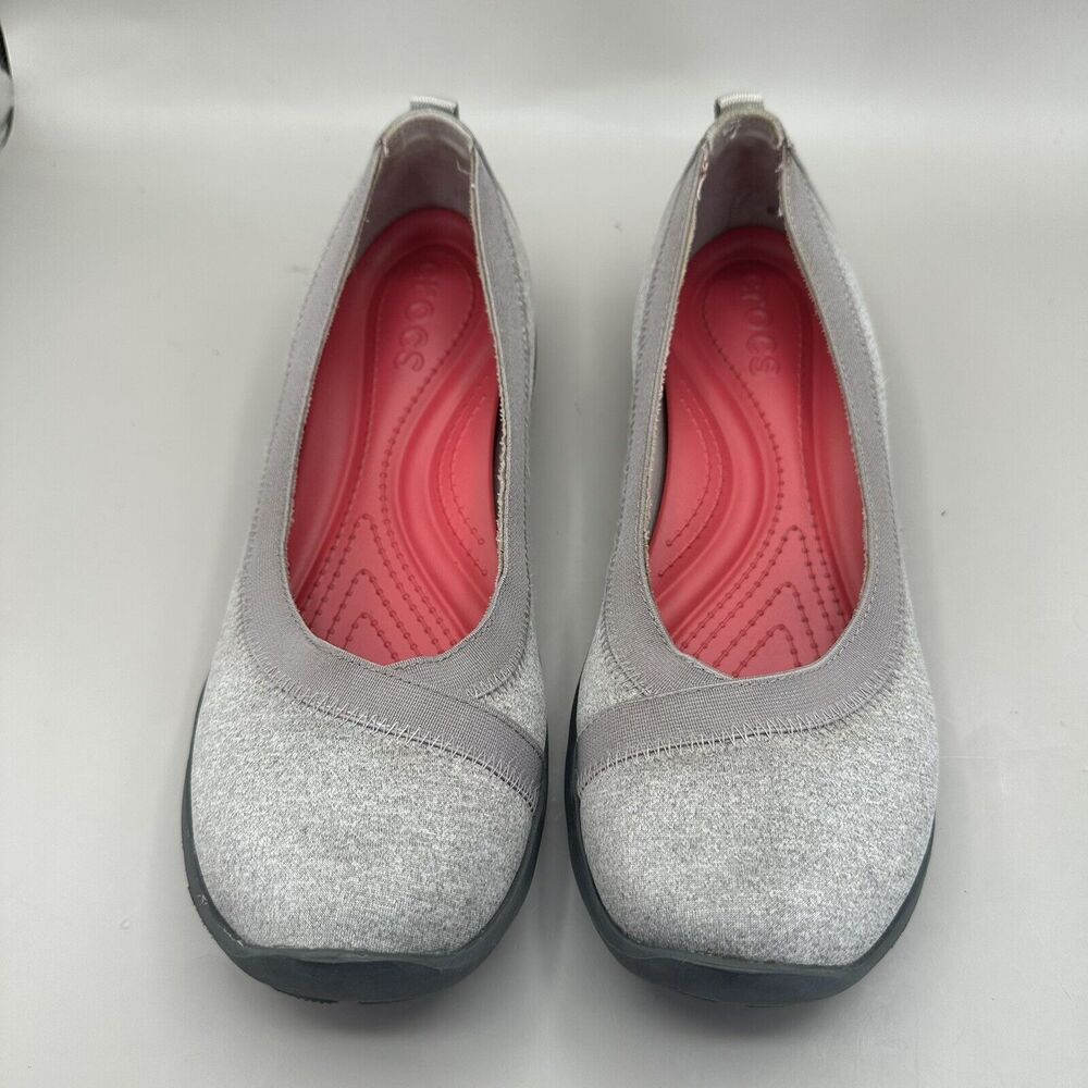 Crocs Womens Busy Day Ballet Wedge Heathered Light Grey Relaxed Fit Shoes Size 9 - Picture 4 of 9
